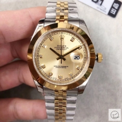 U1 Factory Rolex Oyster Perpetual Datejust 41MM Two Tone Gold Diamond Dial Automatic Stainless Steel Jubilee Bracelet Mens Watch AJU21789756960