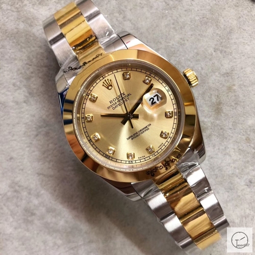 U1 Factory Rolex Oyster Perpetual Datejust 41MM Two Tone Yellow Gold Diamond Dial Automatic Stainless Steel Mens Watch AJU217689756960