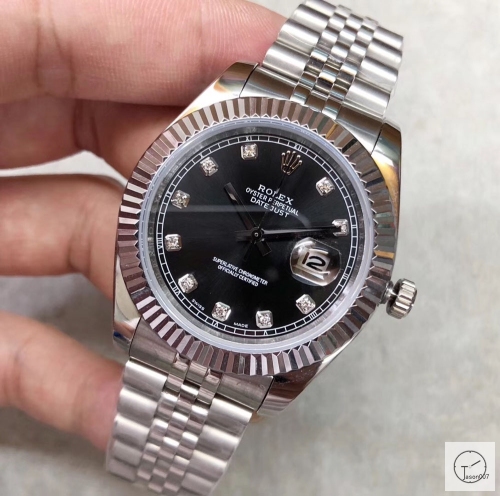 U1 Factory Rolex Oyster Perpetual Datejust 41MM Black Diamond Dial Automatic Stainless Steel Jubilee Bracelet Mens Watch AJL215389756940