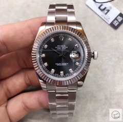 U1 Factory Rolex Oyster Perpetual Datejust 41MM Black Diamond Dial Automatic Stainless Steel Mens Watch AJL21589756920