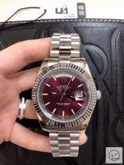 U1 Factory Rolex Day Date Steel 40MM New Red Dial Automatic Movement Stainless Steel Mens Watches AU2208859740