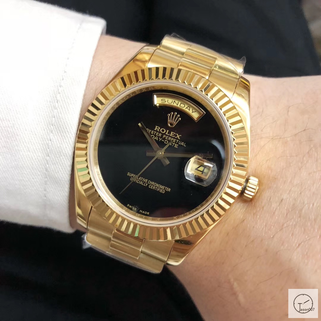 U1 Factory Rolex Day Date Yellow Gold Steel 40MM New Black Dial Automatic Movement Stainless Steel Mens Watches AU2225859760