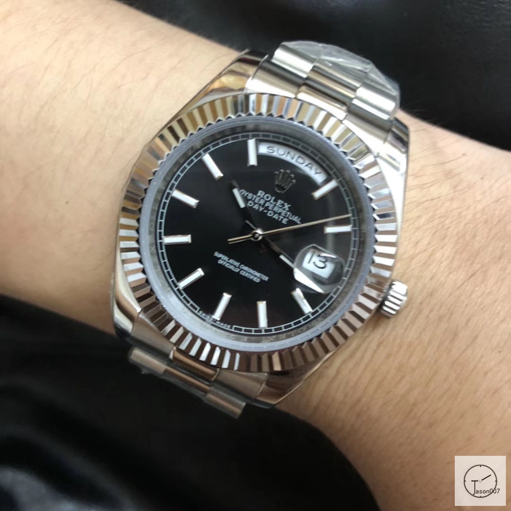U1 Factory Rolex Day Date Steel 40MM New Black Dial Automatic Movement Stainless Steel Mens Watches AU2214859740