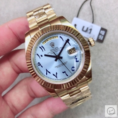 U1 Factory Rolex Day Date Gold Steel 40MM New Blue Arabic Dial Automatic Movement Stainless Steel Jubilee Bracelet Mens Watches AU2232859760