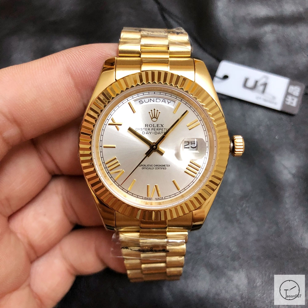U1 Factory Rolex Day Date Gold Steel 40MM New White Roman Dial Automatic Movement Stainless Steel Jubilee Bracelet Mens Watches AU2233859760