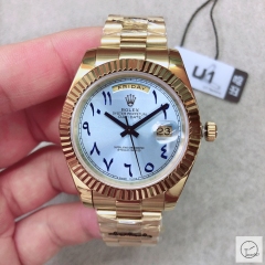U1 Factory Rolex Day Date Gold Steel 40MM New Blue Arabic Dial Automatic Movement Stainless Steel Jubilee Bracelet Mens Watches AU2232859760