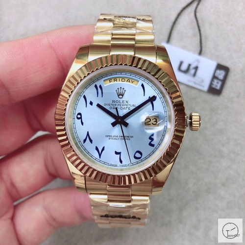 U1 Factory Rolex Day Date Gold Steel 40MM New Blue Arabic Dial Automatic Movement Stainless Steel Jubilee Bracelet Mens Watches AU2232859760
