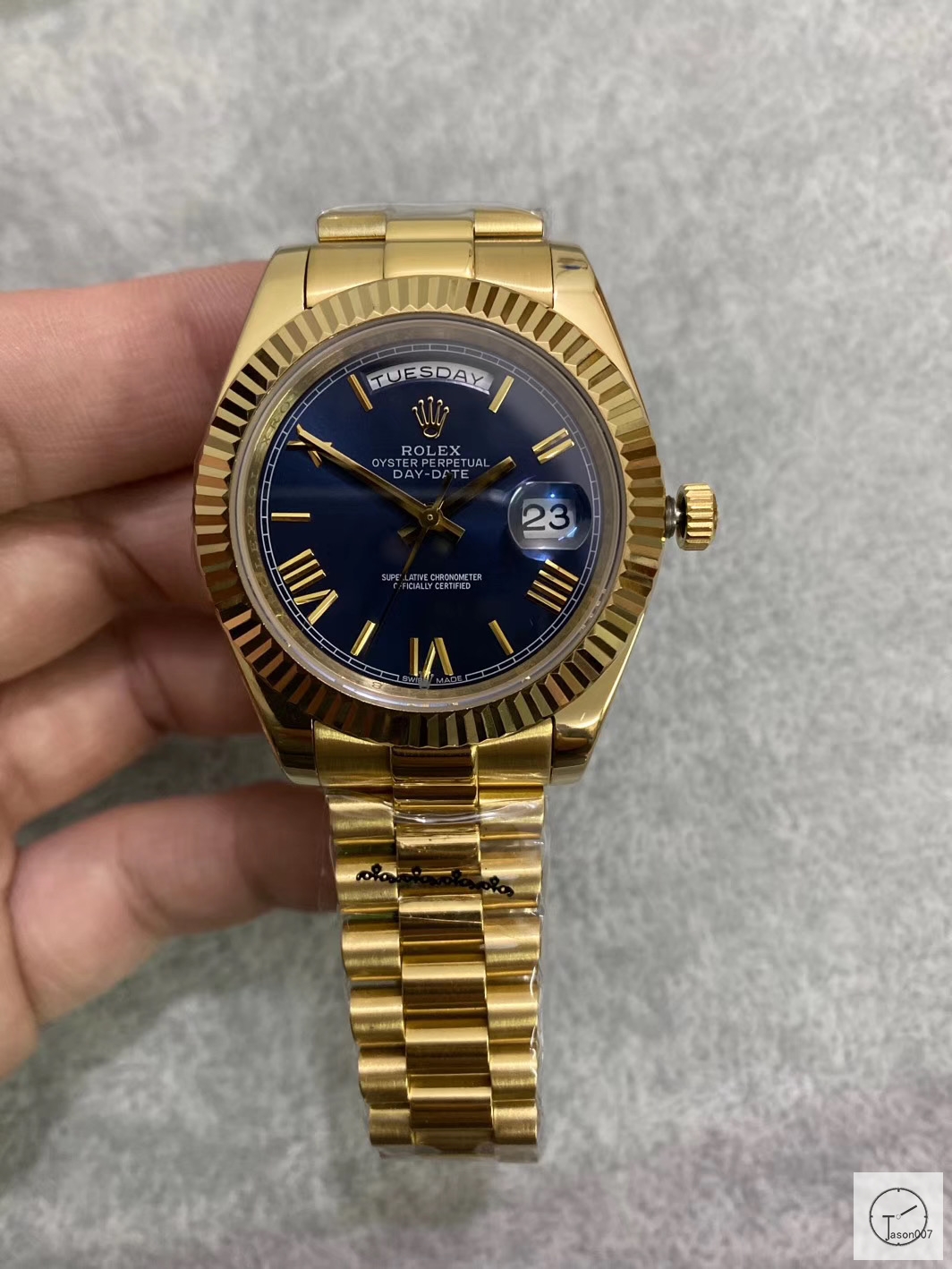 U1 Factory Rolex Day Date Gold Steel 40MM New Blue Roman Dial Automatic Movement Stainless Steel Jubilee Bracelet Mens Watches AU2226859760