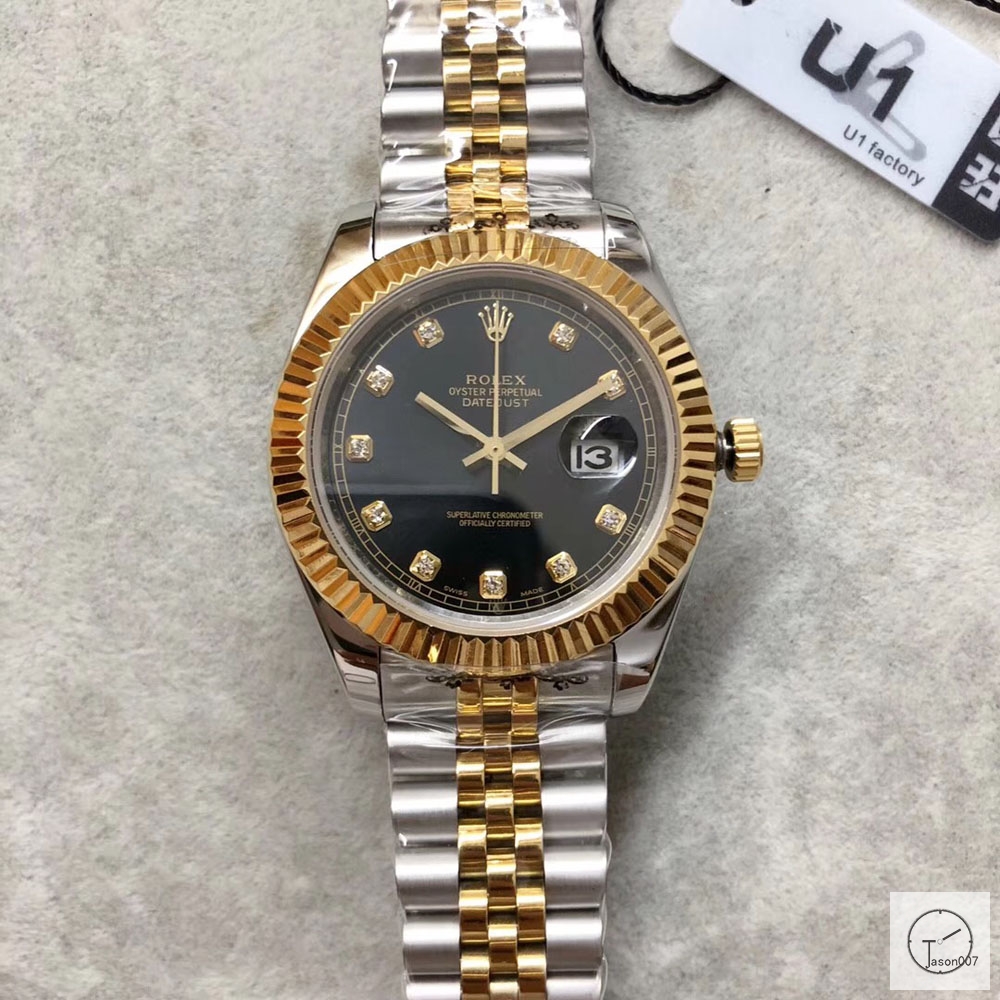 U1 Factory Rolex Oyster Perpetual Datejust 41MM Two Tone Black Diamond ...