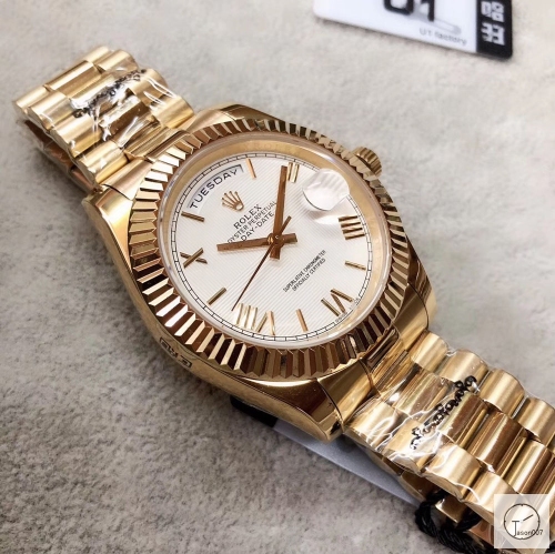 U1 Factory Rolex Day Date Gold Steel 40MM New Silver Roman Dial Automatic Movement Stainless Steel Jubilee Bracelet Mens Watches AU2231859760