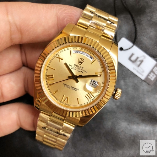 U1 Factory Rolex Day Date Yellow Gold Steel 40MM New Gold Roman Dial Automatic Movement Stainless Steel Jubilee Bracelet Mens Watches AU2234859760