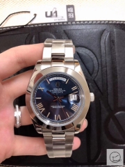 U1 Factory Rolex Day Date Steel 40MM New Blue Roman Number Dial Automatic Movement Stainless Steel Mens Watches AU2212859740