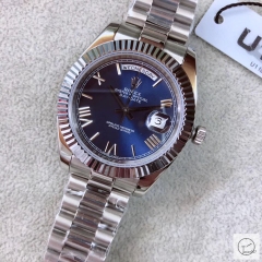 U1 Factory Rolex Day Date Steel 40MM New Blue Roman Number Dial Automatic Movement Stainless Steel Mens Watches AU2205859740