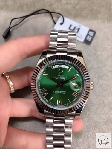 U1 Factory Rolex Day Date Steel 40MM New Green Number Dial Automatic Movement Stainless Steel Mens Watches AU2209859740