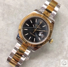 U1 Factory Rolex Oyster Perpetual Datejust 41MM Two Tone Black Dial Automatic Stainless Steel Oyster Bracelet Mens Watch AJL2188975660