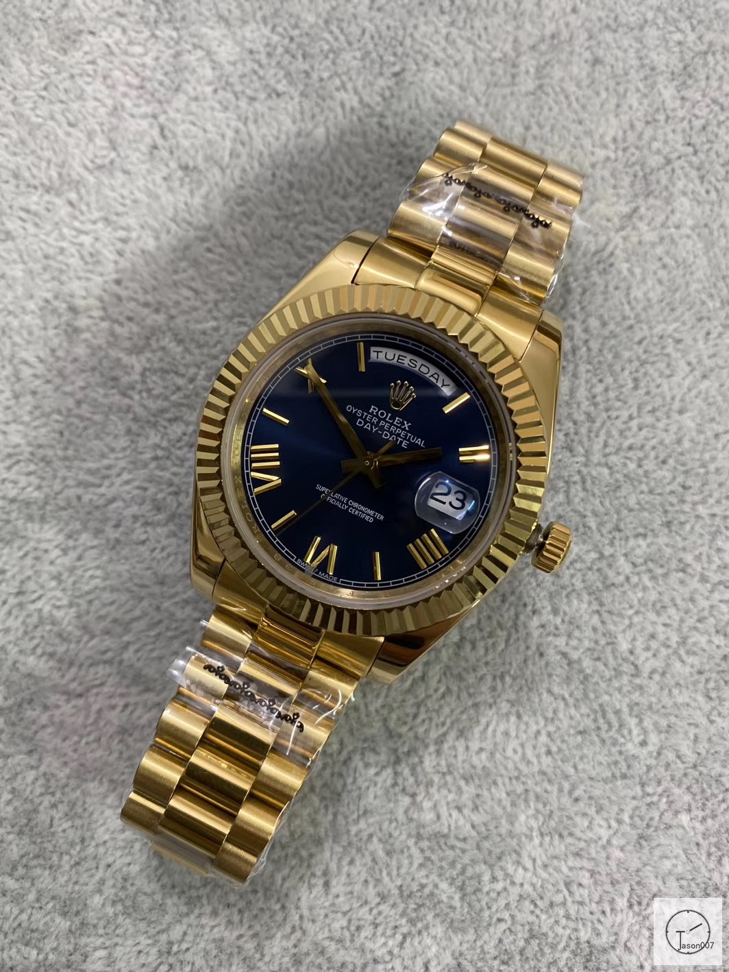 U1 Factory Rolex Day Date Gold Steel 40MM New Blue Roman Dial Automatic Movement Stainless Steel Jubilee Bracelet Mens Watches AU2226859760