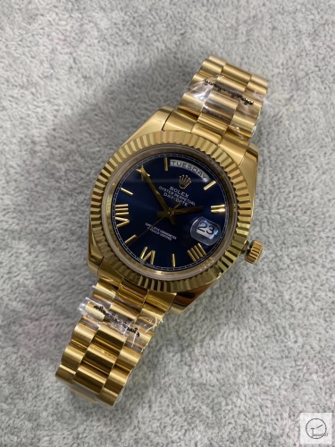 U1 Factory Rolex Day Date Gold Steel 40MM New Blue Roman Dial Automatic Movement Stainless Steel Jubilee Bracelet Mens Watches AU2226859760
