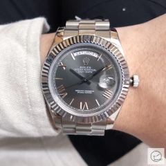 U1 Factory Rolex Day Date Steel 40MM New Gray Roman Number Dial Automatic Movement Stainless Steel Mens Watches AU2215859740
