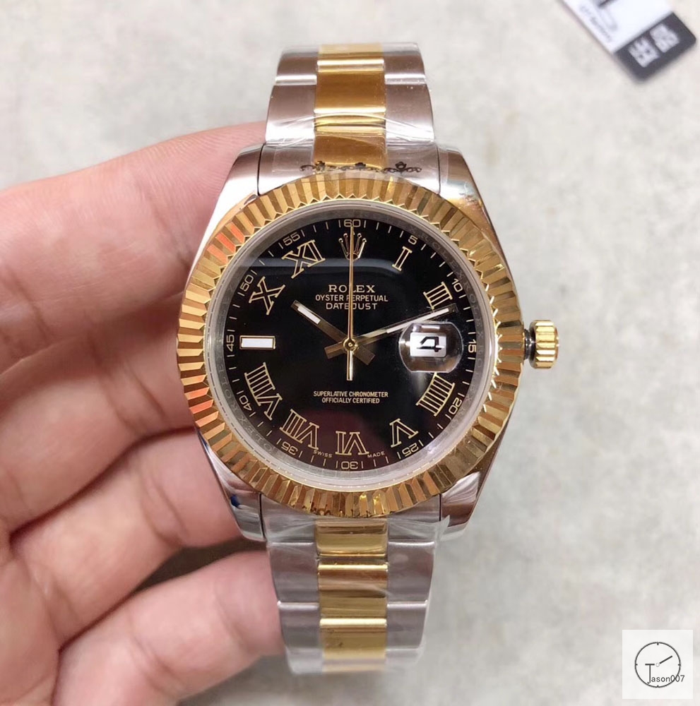 U1 Factory Rolex Oyster Perpetual Datejust 41MM Two Tone Black Roman Dial Automatic Stainless Steel Mens Watch AJL2183975660