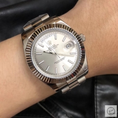 U1 Factory Rolex Day Date Steel 40MM New Silver Dial Automatic Movement Stainless Steel Mens Watches AU2213859740