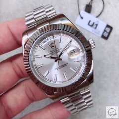 U1 Factory Rolex Day Date Steel 40MM New Silver Dial Automatic Movement Stainless Steel Mens Watches AU2213859740