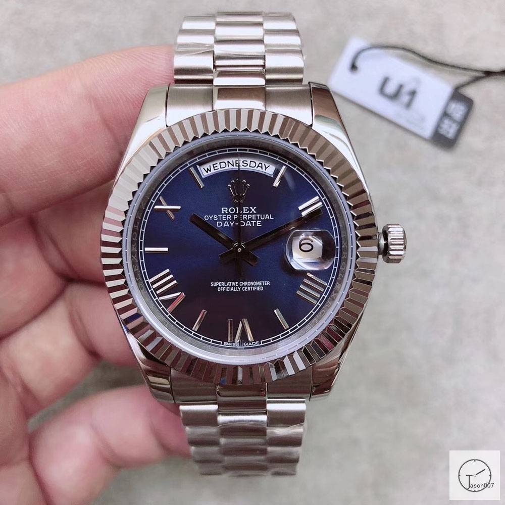 U1 Factory Rolex Day Date Steel 40MM New Blue Roman Number Dial ...