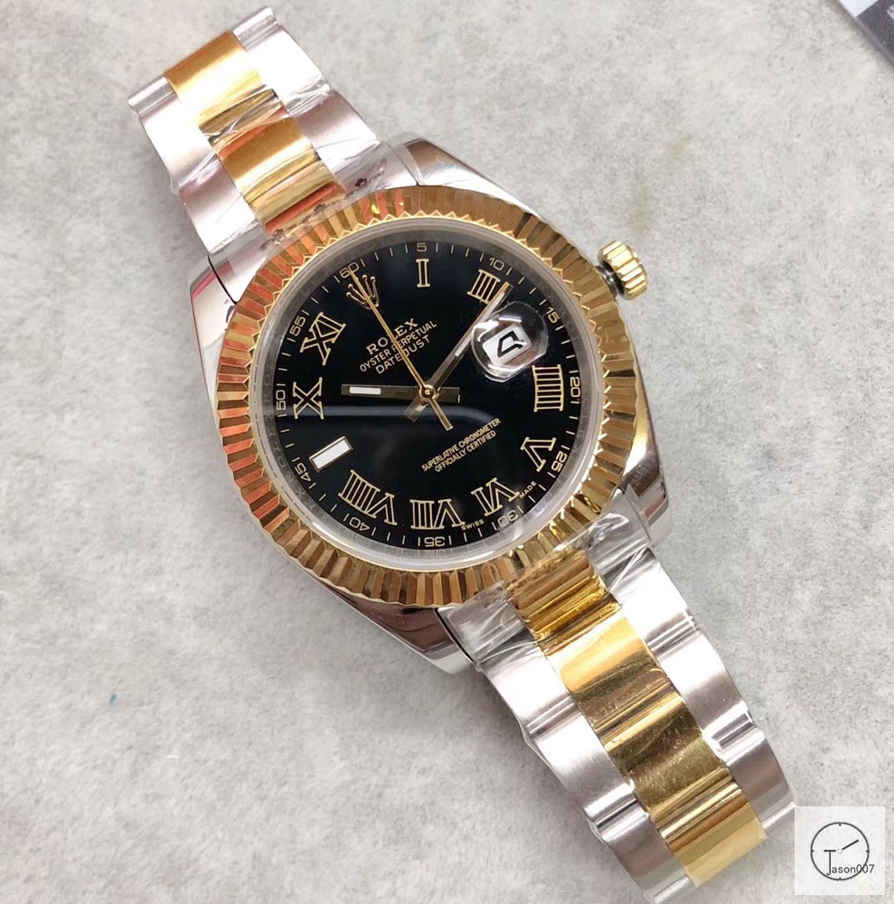 U1 Factory Rolex Oyster Perpetual Datejust 41MM Two Tone Black Roman Dial Automatic Stainless Steel Mens Watch AJL2183975660