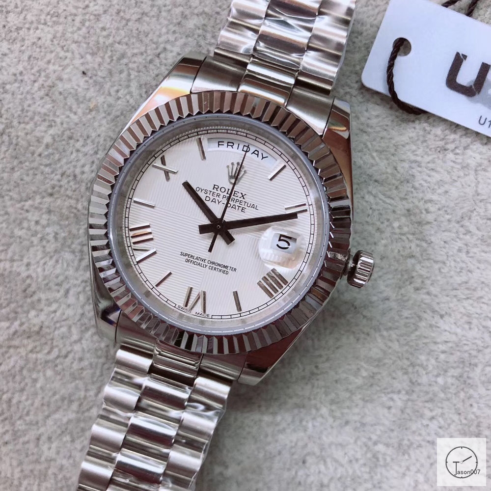 U1 Factory Rolex Day Date Steel 40MM Silver New Roman Dial Automatic ...