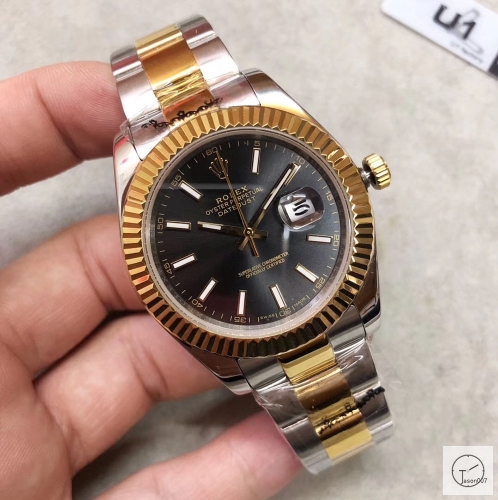 U1 Factory Rolex Oyster Perpetual Datejust 41MM Two Tone Black Dial Automatic Stainless Steel Oyster Bracelet Mens Watch AJL2188975660