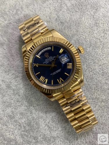 U1 Factory Rolex Day Date Gold Steel 40MM New Blue Roman Dial Automatic Movement Stainless Steel Jubilee Bracelet Mens Watches AU2226859760