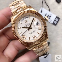 U1 Factory Rolex Day Date Gold Steel 40MM New Silver Roman Dial Automatic Movement Stainless Steel Jubilee Bracelet Mens Watches AU2231859760