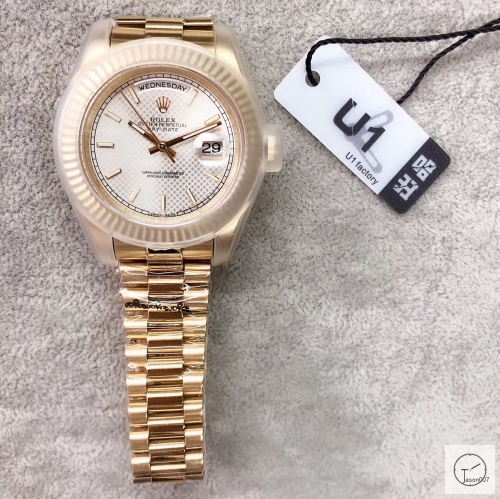 U1 Factory Rolex Day Date Gold Steel 40MM New Silver Dial Automatic Movement Stainless Steel Jubilee Bracelet Mens Watches AU2230859760