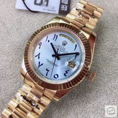U1 Factory Rolex Day Date Gold Steel 40MM New Blue Arabic Dial Automatic Movement Stainless Steel Jubilee Bracelet Mens Watches AU2232859760