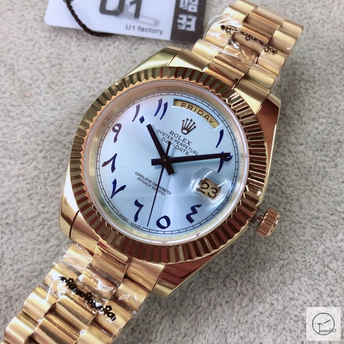 U1 Factory Rolex Day Date Gold Steel 40MM New Blue Arabic Dial Automatic Movement Stainless Steel Jubilee Bracelet Mens Watches AU2232859760