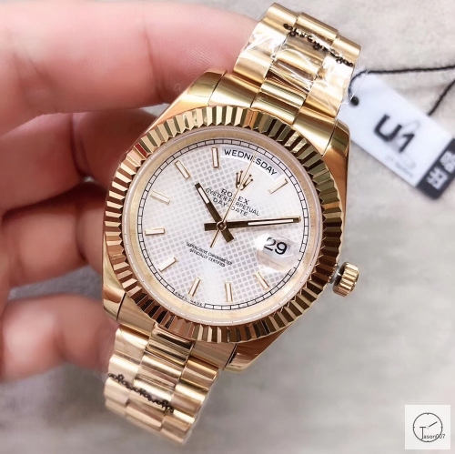 U1 Factory Rolex Day Date Gold Steel 40MM New Silver Dial Automatic Movement Stainless Steel Jubilee Bracelet Mens Watches AU2230859760