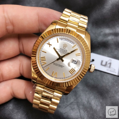 U1 Factory Rolex Day Date Gold Steel 40MM New White Roman Dial Automatic Movement Stainless Steel Jubilee Bracelet Mens Watches AU2233859760