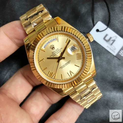 U1 Factory Rolex Day Date Yellow Gold Steel 40MM New Gold Roman Dial Automatic Movement Stainless Steel Jubilee Bracelet Mens Watches AU2234859760