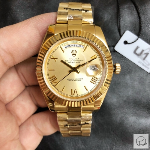U1 Factory Rolex Day Date Yellow Gold Steel 40MM New Gold Roman Dial Automatic Movement Stainless Steel Jubilee Bracelet Mens Watches AU2234859760