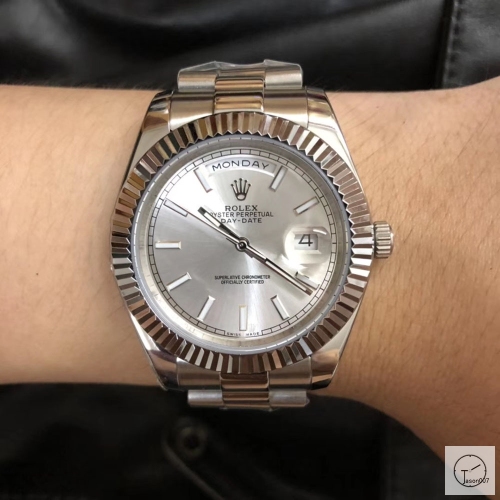 U1 Factory Rolex Day Date Steel 40MM New Silver Dial Automatic Movement Stainless Steel Mens Watches AU2213859740