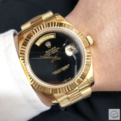 U1 Factory Rolex Day Date Yellow Gold Steel 40MM New Black Dial Automatic Movement Stainless Steel Mens Watches AU2225859760