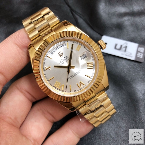 U1 Factory Rolex Day Date Gold Steel 40MM New White Roman Dial Automatic Movement Stainless Steel Jubilee Bracelet Mens Watches AU2233859760
