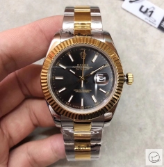 U1 Factory Rolex Oyster Perpetual Datejust 41MM Two Tone Black Dial Automatic Stainless Steel Oyster Bracelet Mens Watch AJL2188975660