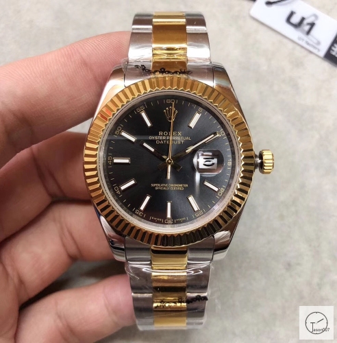 U1 Factory Rolex Oyster Perpetual Datejust 41MM Two Tone Black Dial Automatic Stainless Steel Oyster Bracelet Mens Watch AJL2188975660
