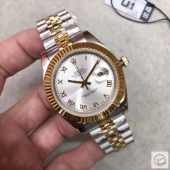 U1 Factory Rolex Oyster Perpetual Datejust 41MM Two Tone Silver Roman Dial Automatic Stainless Steel Jubilee Bracelet Mens Watch AJL21938975660