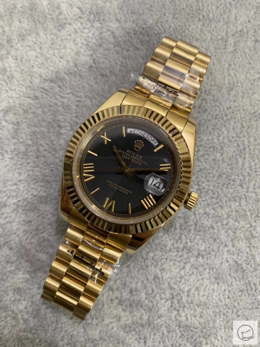 U1 Factory Rolex Day Date Two Tone Steel 40MM New Black Roman Dial Automatic Movement Stainless Steel Jubilee Bracelet Mens Watches AU2227859760