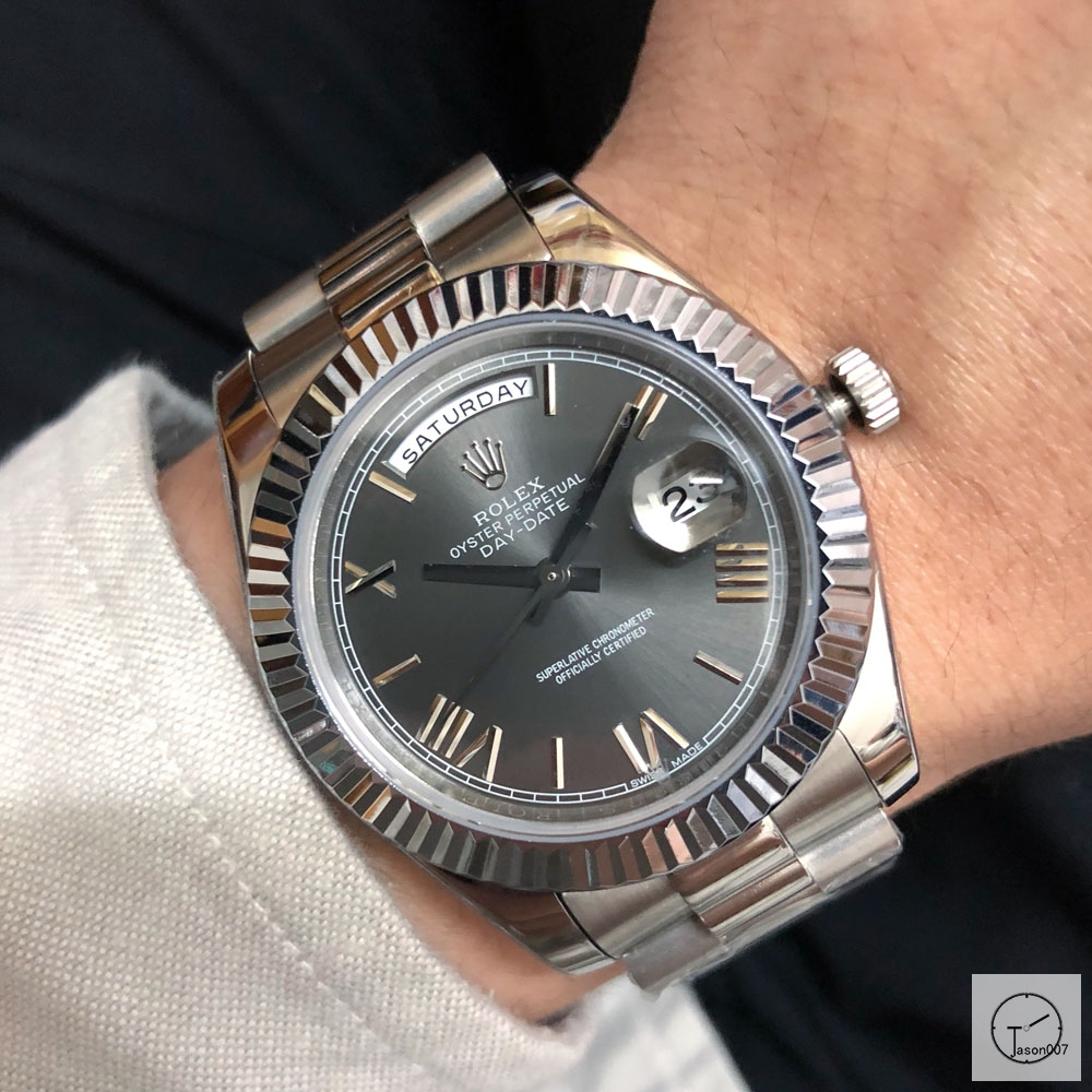 U1 Factory Rolex Day Date Steel 40MM New Gray Roman Number Dial Automatic Movement Stainless Steel Mens Watches AU2215859740