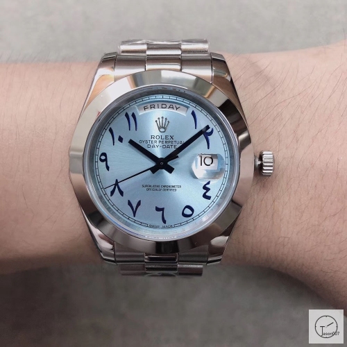 U1 Factory Rolex Day Date Steel 40MM New Blue Arabic Number Dial Automatic Movement Stainless Steel Mens Watches AU2211859740