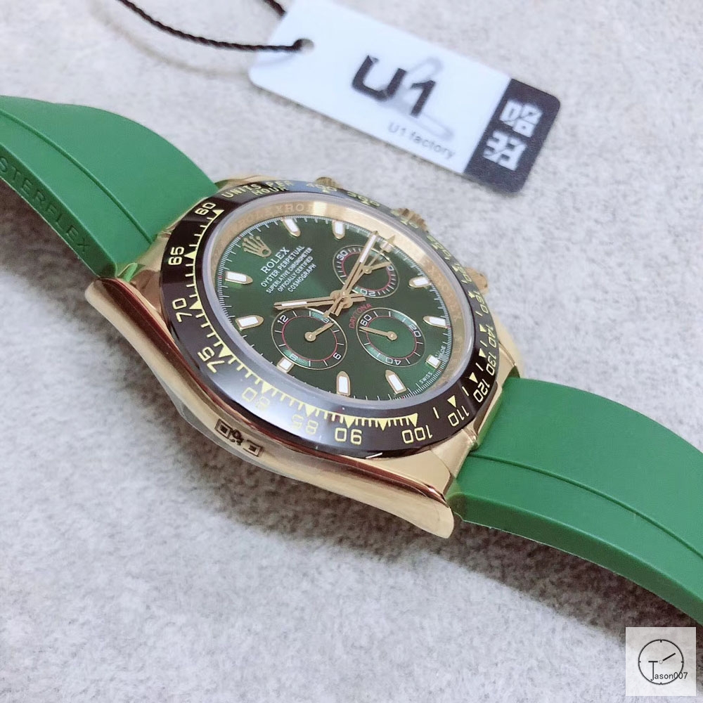 U1 Factory Rolex Daytona K Gold Case Green Dial Ceramic Bezel Automatic Movement Stainless Rubber Strap ST9 Bracelet Mens Watches AU327685977500