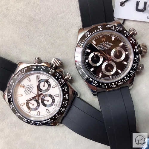 U1 Factory Rolex Daytona Black Dial Ceramic Bezel Automatic Movement Stainless Rubber Strap ST9 Bracelet Mens Watches AU2261859775
