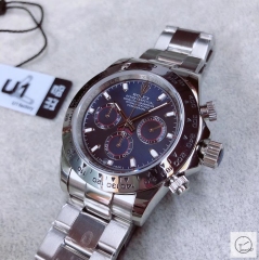 U1 Factory Rolex Daytona Blue Dial Automatic Movement Stainless Steel Bracelet Mens Watches AU2253859745